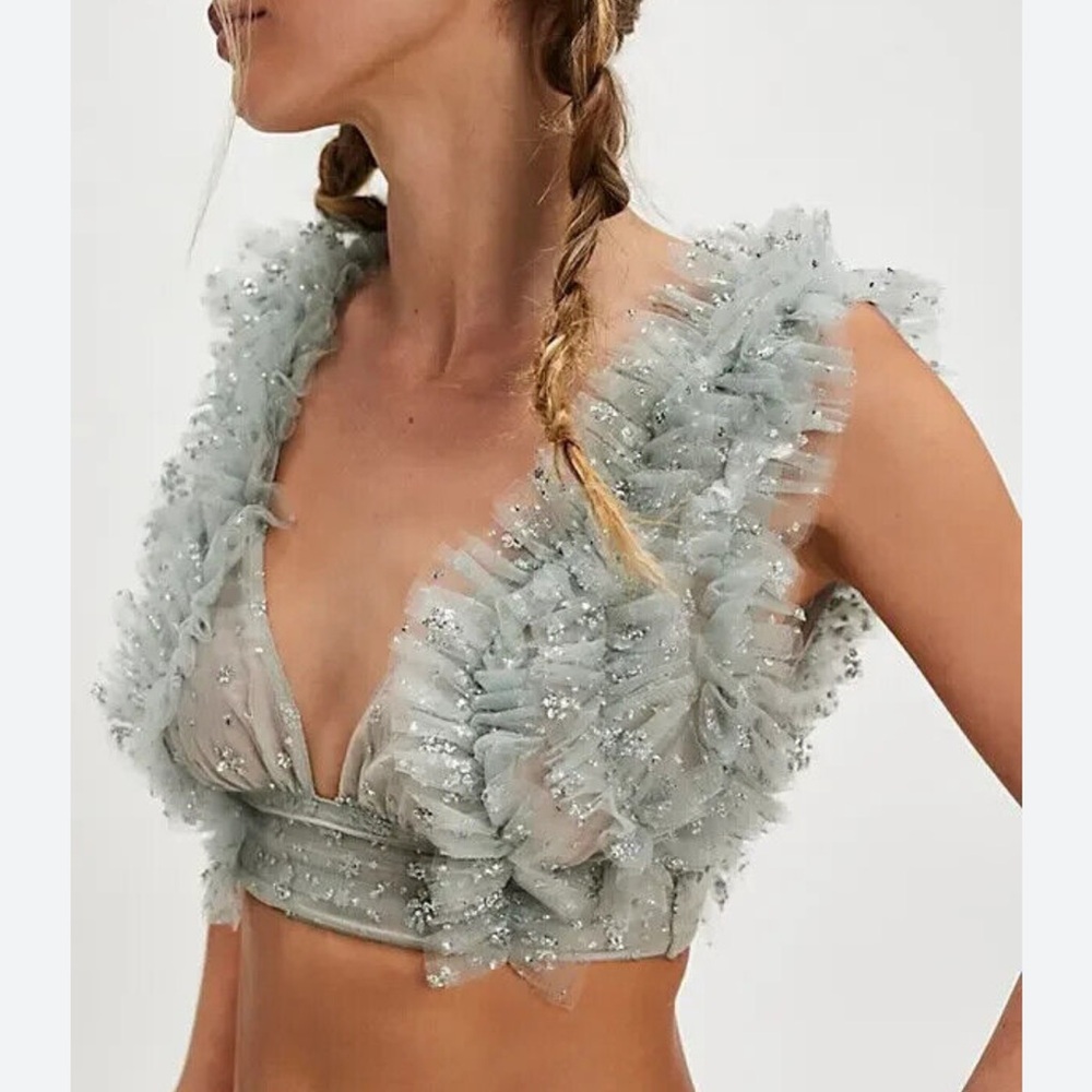 Free People Grey Sosha Party Top - Picture 2 of 7